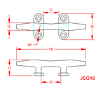 JSQ18 Pasacabos cuatro agujeros con anilla