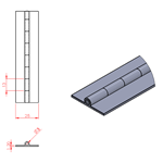 JSPC03 Bisagra continua - 25mm abierto x 3mm pin x 1.2mm espesor (1820mm seccion)