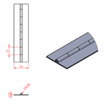 JSPC07 Bisagra continua - 50mm abierto x 4.5mm pin x 1.5mm espesor (1820mm seccion)