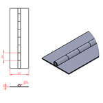 JSPC08 Bisagra continua - 63mm abierto x 6mm pin x 2.5mm espesor (1820mm seccion)