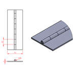 JSPC09 Bisagra continua - 76mm abierto x 8mm pin x 3mm espesor (1820mm seccion)