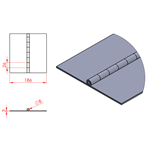 JSPC11 Bisagra continua - 186mm abierto x 8mm pin x 3mm espesor (1820mm seccion)