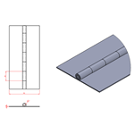 JSPC12 Bisagra continua - 95mm abierto x 2.5mm pin x 1.5mm espesor (1820mm seccion)