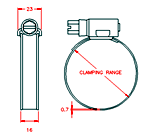 JS3PC92 16mm abrazadera adjustable para manguera