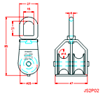 JS2P02 Polea giratoria doble