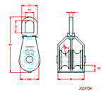 JS2P04 Polea giratoria doble