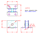 JS2P18 Polea para cubierta con placa de ajuste 