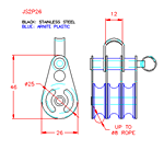JS2P26 Polea triple con grillete