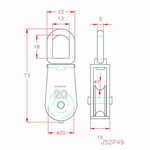 JS2P49 Polea giratoria simple 