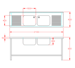 JSSD04 Fregadero y desage doble con altura de 900mm 