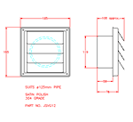 JSVG12 Rejilla cuadrada de ventilacin hacia exterior para pared, con solapas de gravedad